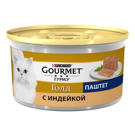 Влажный корм Gourmet Голд Паштет для кошек, с индейкой, Банка – интернет-магазин Ле’Муррр